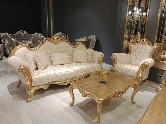 Sofa 3+3 Sëtzer Chesterfield Luxus Sofa 2tlg. Sofagarnitur Klassesch Miwwel Neit
