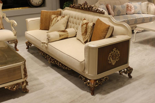 Exquisit Wunnzëmmer Sofagarnitur Sofa 2x Fauteuil Set Luxus Garnitur