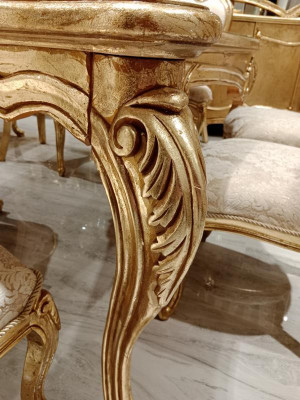 Design Iesszëmmer Komplett Iessdësch + 6x Still Klassesch Miwwelen Holzdësch NeI