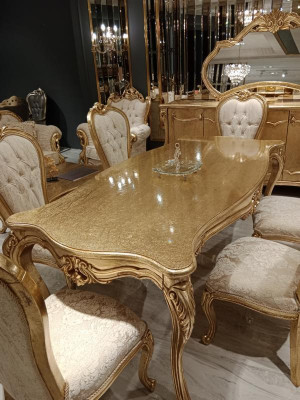 Design Iesszëmmer Komplett Iessdësch + 6x Still Klassesch Miwwelen Holzdësch NeI