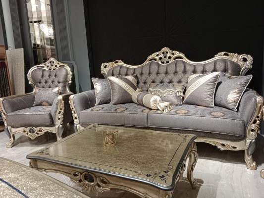 Elegante Canapé mat Fauteuil Canapé-Set Grau Relax 2tlg Wunnzëmmer Miwwelen