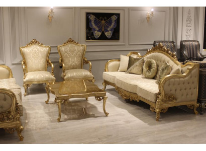 Designersofa-Garnitur 3+1 Sëtzer Couchgarnitur Textil Komplette Wunnzëmmer-Set Nei