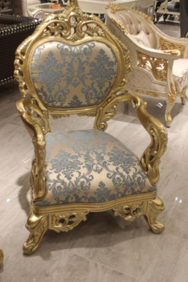Sëtzt Gaarnitur mat 6 Still Iesszëmmer Designer Holz Still Antik Stil Luxus Still Neien