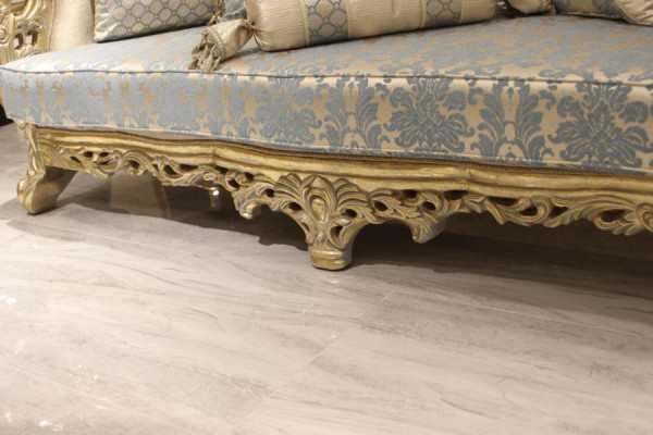 Chesterfield Sofa 3 Sëtzer Polstersofa Klassesch Textil Holz Nei