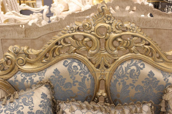 Chesterfield Sofa 3 Sëtzer Polstersofa Klassesch Textil Holz Nei