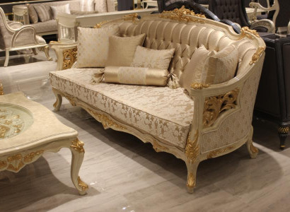 Aussergewéinlecht Wunnzëmmer Deluxe Canapé 3-Sëtzer Nobelt Canapé Beige Wunnzëmmer Canapé