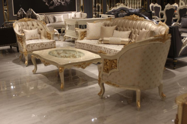 Aussergewéinlecht Wunnzëmmer Deluxe Canapé 3-Sëtzer Nobelt Canapé Beige Wunnzëmmer Canapé