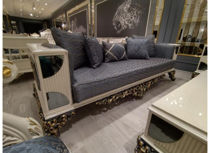 Luxuriéis 3-Sëtzersofa Edel Sofa Elegant Wunnzëmmer Art Deco Sofa Neit