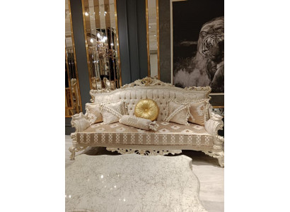 Elegante Sofa 3 Sëtz Plaze Nobele Stilvoll Miwwelen Wunnzëmmer Beige Sofa Nei