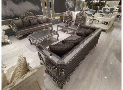 Luxuriéis Dräisitzer Sofa moderne 3 Sëtz Stiléiert Sofa 3 Sëtz Brong