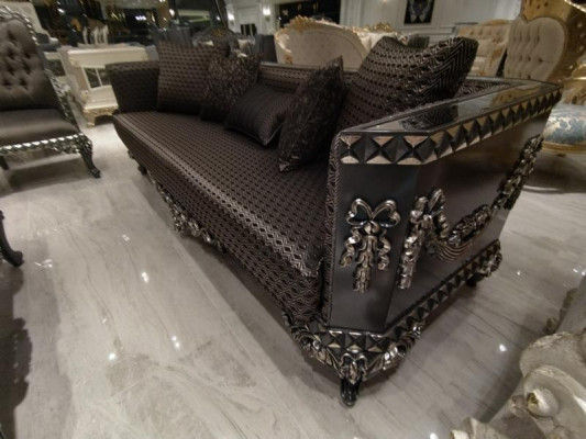 Luxuriéis Dräisitzer Sofa moderne 3 Sëtz Stiléiert Sofa 3 Sëtz Brong