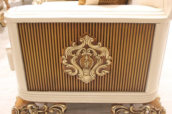 Luxe 3 Plazen Canapé Wunnzëmmer Miwwelen Elegant Canapé 3 Plazen Textil Beige