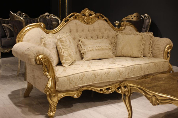 3-Sëtzer Sofa Couch Polster Textil Sofas Couchen Wunnzëmmer Luxus Sofa 3er Nei