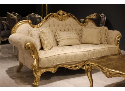 3-Sëtzer Sofa Couch Polster Textil Sofas Couchen Wunnzëmmer Luxus Sofa 3er Nei