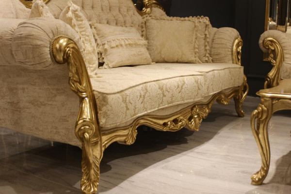 3-Sëtzer Sofa Couch Polster Textil Sofas Couchen Wunnzëmmer Luxus Sofa 3er Nei