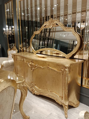 Luxus Säitendësch Anrichte mat Spigel Garnitur Kommode Holz Kommoden Klassesch