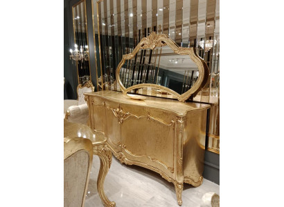 Luxus Säitendësch Anrichte mat Spigel Garnitur Kommode Holz Kommoden Klassesch