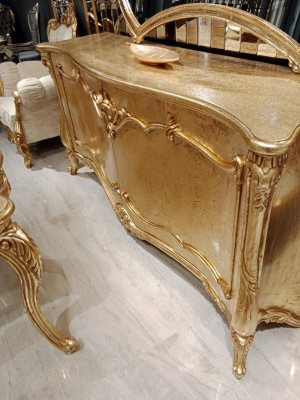 Luxus Säitendësch Anrichte mat Spigel Garnitur Kommode Holz Kommoden Klassesch