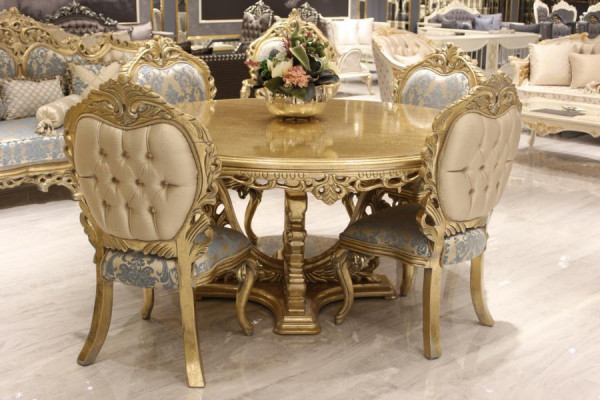 Luxus Iessdësch Ronn Design Dësch klassesch Iesszëmmer Dëscher Miwwelen Gold Nei