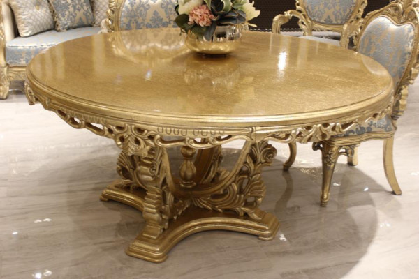 Luxus Iessdësch Ronn Design Dësch klassesch Iesszëmmer Dëscher Miwwelen Gold Nei