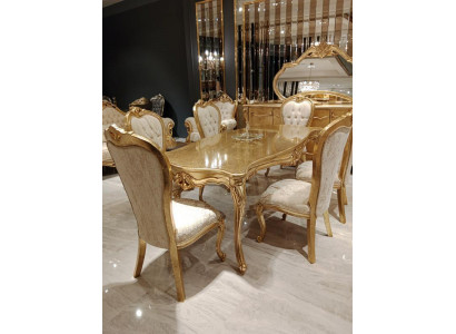 Klasseschen Iessdësch 200x110cm Gold Luxus Holzdësch Iessen Kichen Neit Design Dëscher