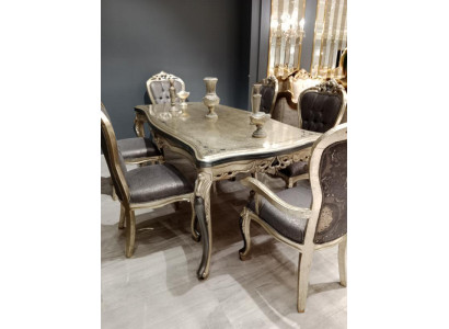 Designer Iesszëmmer Miwwelen Iessdësch aus Holz Dësch Gold Plaz fir 6 Persounen