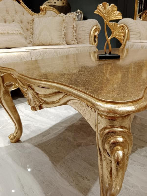 Couchtisch Dëscher Chesterfield Dësch Design Luxus Miwwelen Gold Holz Wunnzëmmer Nei