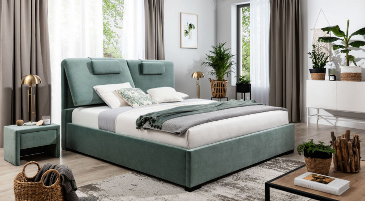 Komplett Schlofzëmmer Garnitur 3tlg Duebelbett Designer 2x Nuetsdëscher.