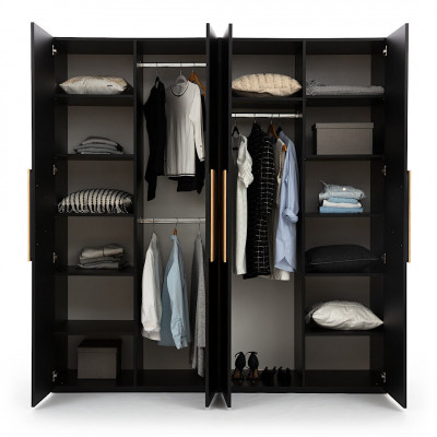 Schwaarze Kleederschaf Modern Schlofzimmer Miwwelen Luxus Holz Schaf