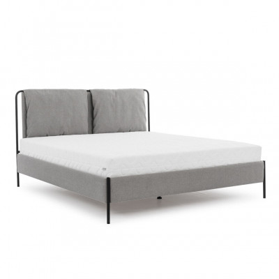 Modern Schlofzëmmer Bett Griit Duebelbett Metallgestell Textilbetter