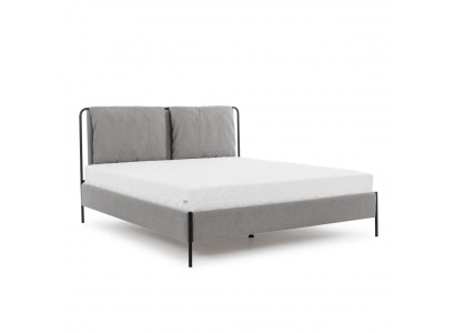Modern Schlofzëmmer Bett Griit Duebelbett Metallgestell Textilbetter