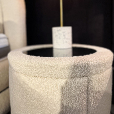 Wäissen Nuetsdësch Schlofzëmmer Miwwelen Holzkader Designer Glasplack