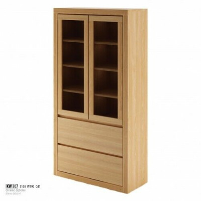 Modern Vitreineschaf Vitrin Handaarbecht Vollholz Schief Massiv Holz Eech
