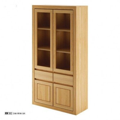 Modern Vitrinn Vitrinneschaf Handaarbecht Vollholz Schief Massiv Holz Eech