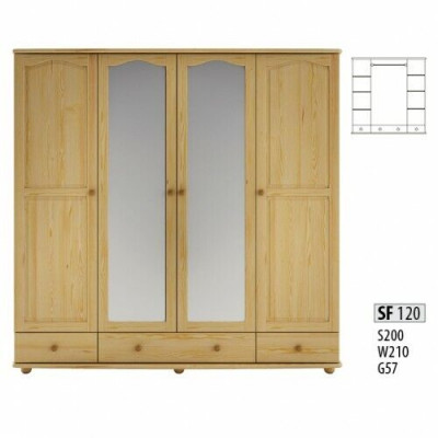 Garderob Schlofkummer Holz Schaf Voll Handaarbecht Vollholz Schaf 4dierg.