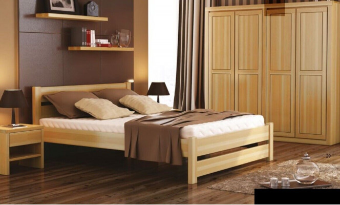 Schlofkummer 3-stéck Set Bett Nuetsdëscher 2x Better Eechte Holz Massivholz