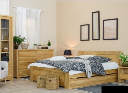 Schlofzëmmer Holzbett Echt Holz Bett Better Hotel 180x200 cm Stil Massiv Miwwelen