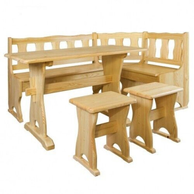 Eckbänk, Holzbank, massiv Bänken, Kichen, Iessberäich, Ecksëtz, Miwwelen, Echt Holz, Holz.