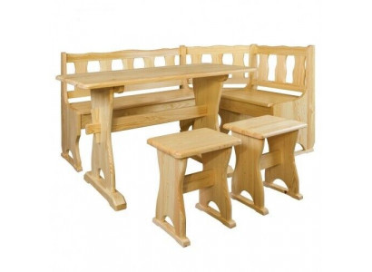 Eckbänk, Holzbank, massiv Bänken, Kichen, Iessberäich, Ecksëtz, Miwwelen, Echt Holz, Holz.