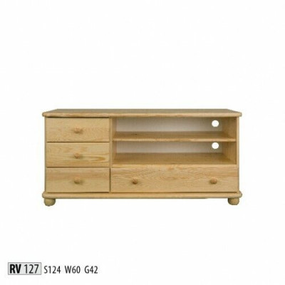 RTV-Säitenschaf Holzkommod Sideboards Wunnzëmmer Kommoden 124cm massiiv Miwwelen