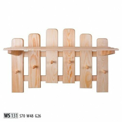 Garderobepaneel Wandgarderob 6 Hacken 70x48 cm Gang Garderob Kiefer massiiv