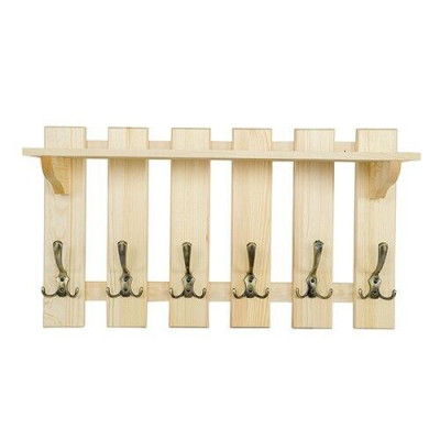 Garderobepaneel 70x40 cm Mauer-Garderob Garderob Kiefer massiv 6 Haken
