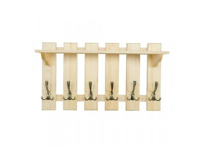 Garderobepaneel 70x40 cm Mauer-Garderob Garderob Kiefer massiv 6 Haken