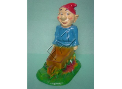 Zwerge mat Schubkar Figur Gaart Statu Skulptur Figuren Skulpturen Neu 43 cm