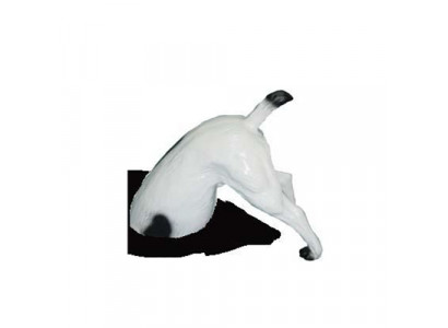 Verréckte Gaartfigur Statu Hond mat Hënneschten 35 cm Skulptur Figuren Statuen