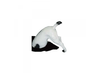 Verréckte Gaartfigur Statue Hond mat Hënnerdeel 25 cm Skulptur Figuren Statuen