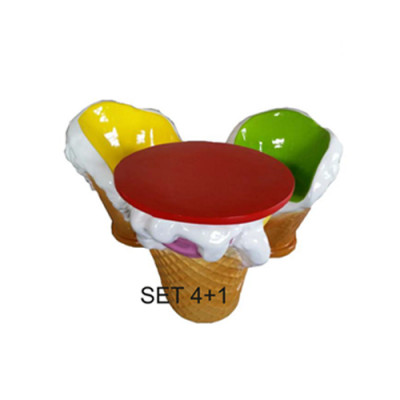 Glace Miwwel Dësch 4 Still Eisdiel Iess Garnitur Lehnstull Dëscher 5er