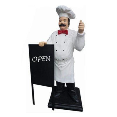 Reklamm Skulptur Chef Menü Message-Board Dekoratioun Statue Restaurant Nei
