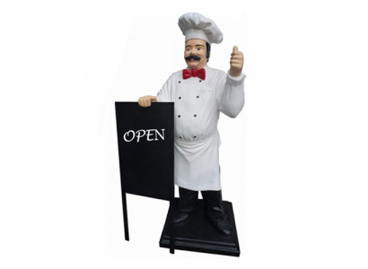Reklamm Skulptur Chef Menü Message-Board Dekoratioun Statue Restaurant Nei
