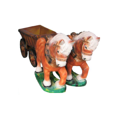 Zuchpäerd 2 mat Ween Gaart Figuren Statue Skulptur Figur Statuen 45 cm Nei